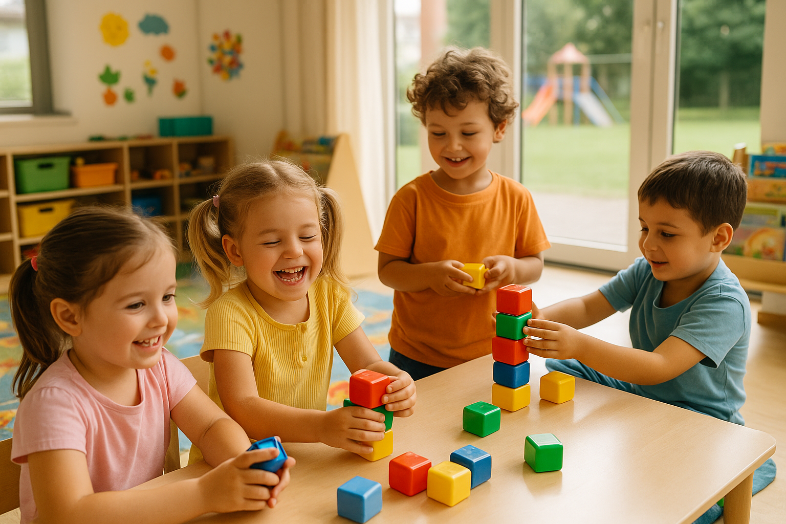 Dzieci bawiące się w przedszkolu Wioska Przyjaciół